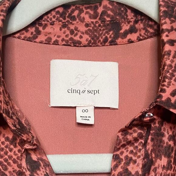 Cinq A Sept Gaby Button Front Tie Waist Shirt Dress in Rosewood - Picture 4 of 6